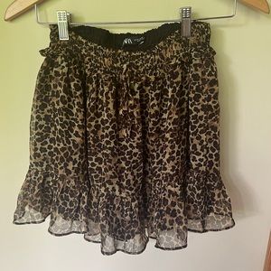Zara animal print flowy skort EUC